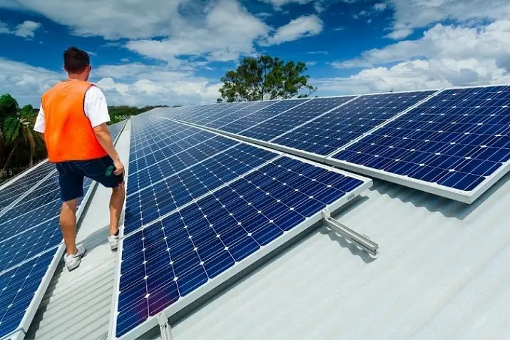 solar panel on steel roof