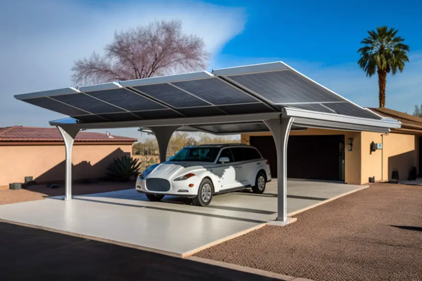 carport with solar panel ontop